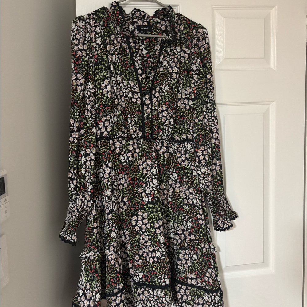 Me + Em Black Floral Long Sleeve Dress